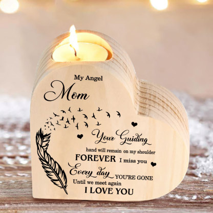 My Angel Mom Wooden Heart Candle Holder Memorial Candlesticks "Until we meet again"-Jessemade AU