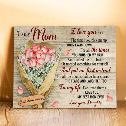 To My Mom/Mum Wooden Plaque Bouquet Home Decoration Mother's Day Gifts - I Love You, My Best Mom Ever-Jessemade AU