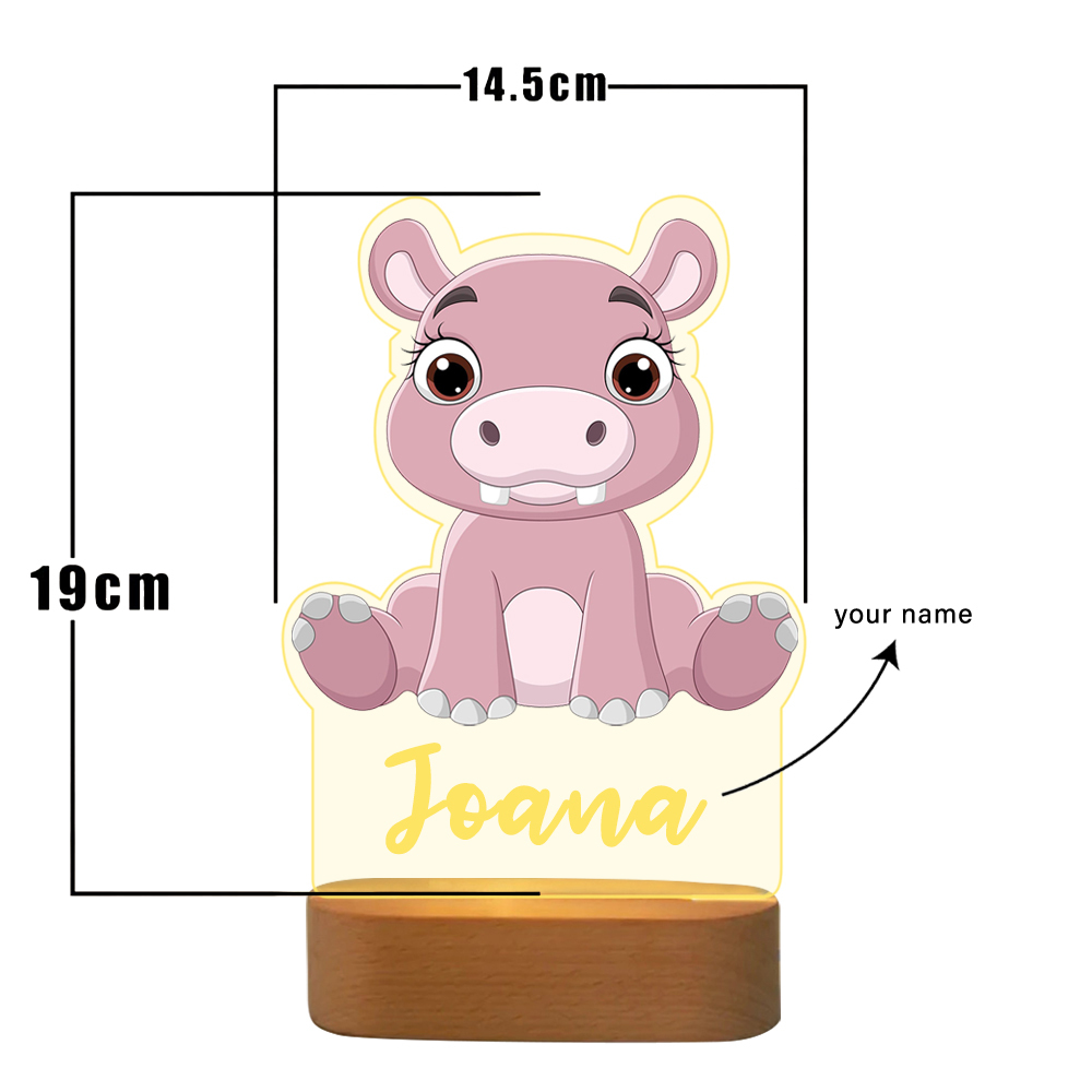 Custom Pink Cow Night Light with Name LED Lamp Gifts For Kids-Jessemade AU