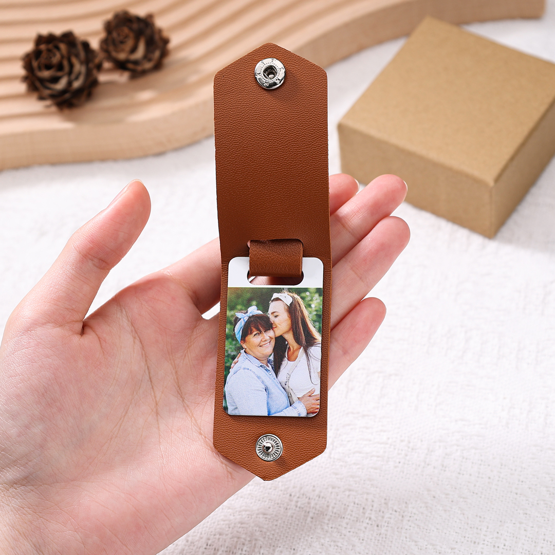 Personalised Photo Keychain Custom Text Leather Keyring Couple Keychain Gifts for Him/her-Jessemade AU