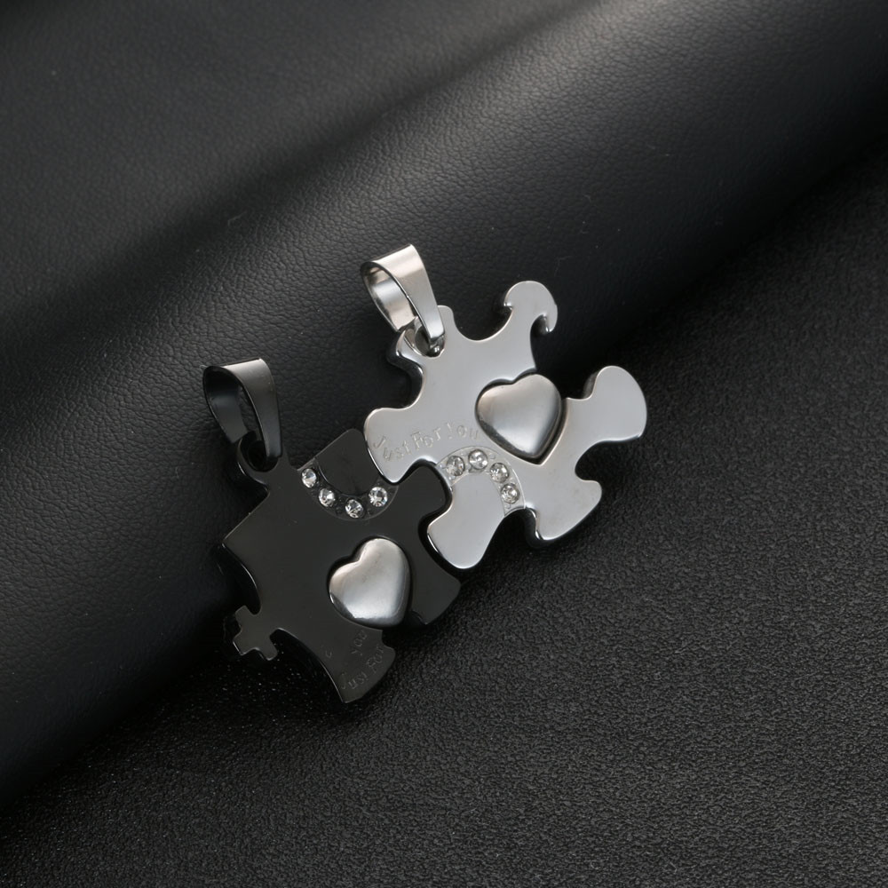 Just For You Couple Matching Necklace Puzzle Heart Necklace Valentines Day Gifts 2023 for Women Men-Jessemade AU