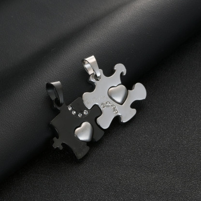 Just For You Couple Matching Necklace Puzzle Heart Necklace Valentines Day Gifts 2023 for Women Men-Jessemade AU
