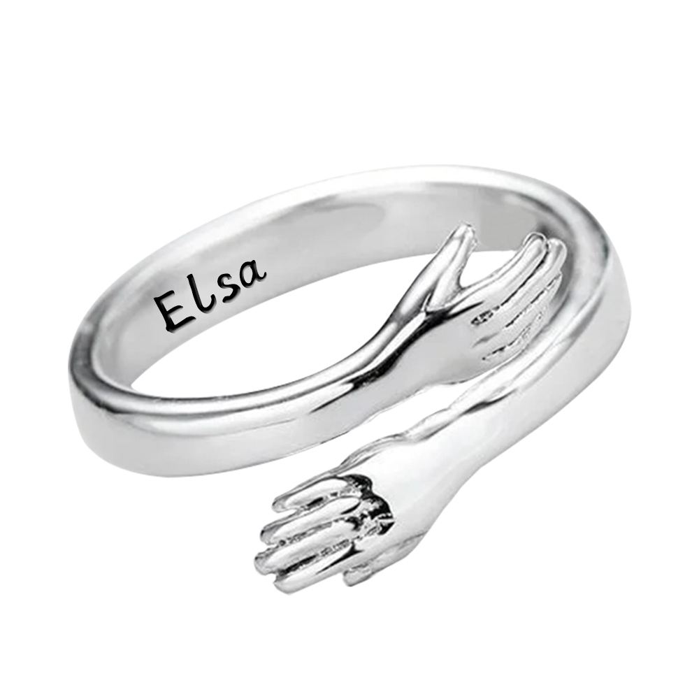 2024 New Couple Hug Ring Customised with Name Open Ring Gift for Her-Jessemade AU