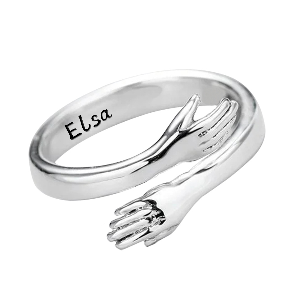 2024 New Couple Hug Ring Customised with Name Open Ring Gift for Her-Jessemade AU