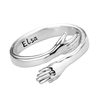 2024 New Couple Hug Ring Customised with Name Open Ring Gift for Her-Jessemade AU