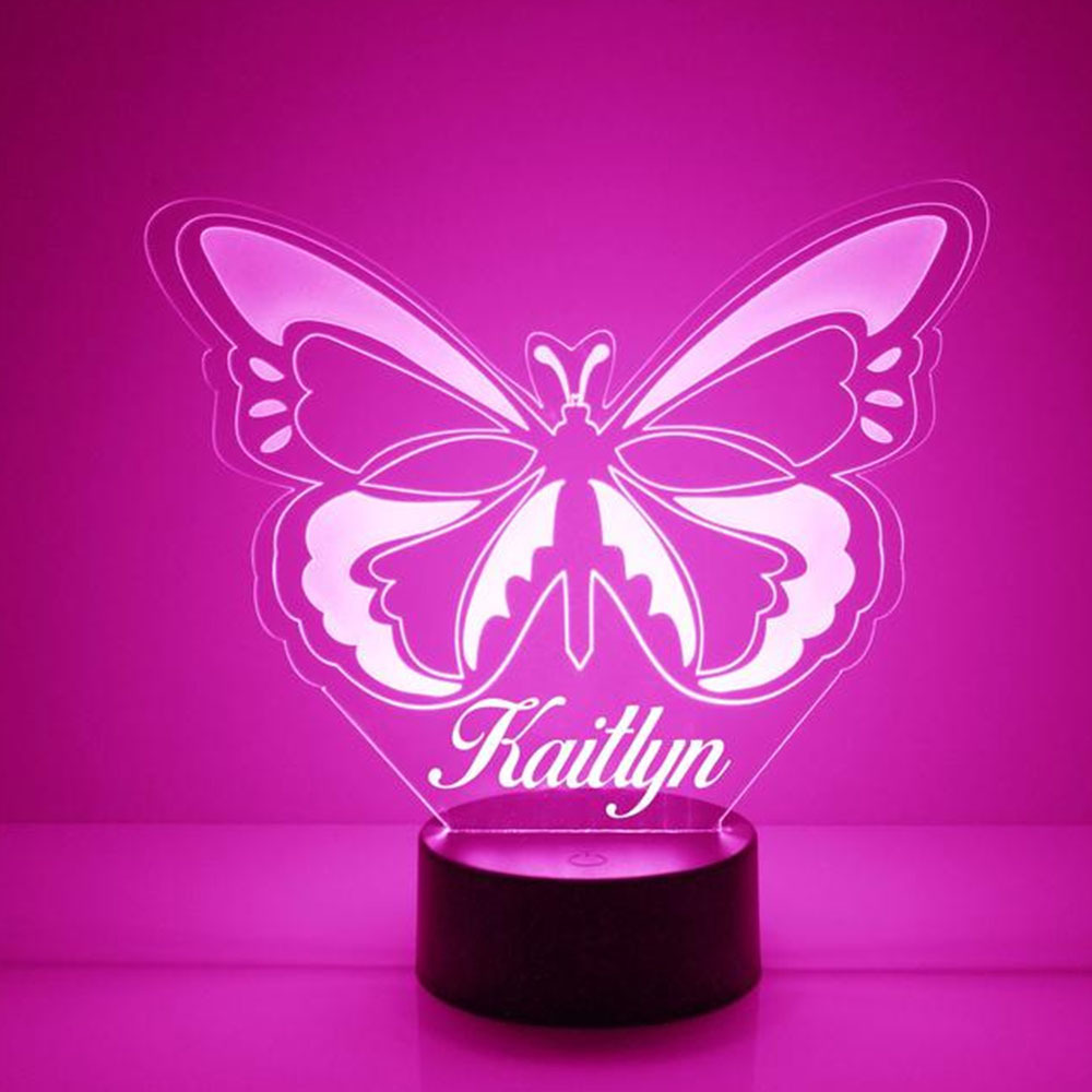 Personalised Butterfly Name Night Light Engraved Lamp-Jessemade AU