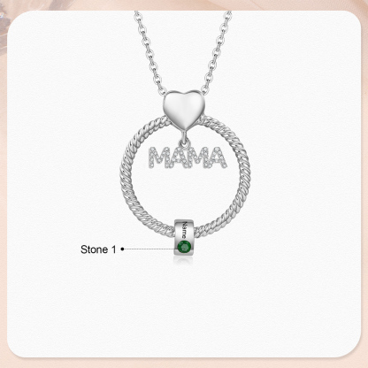 1 Name - Personalised Mama Circle Pendant Necklace Custom Name & Birthstone Necklace Mother's Day Gifts-Jessemade AU