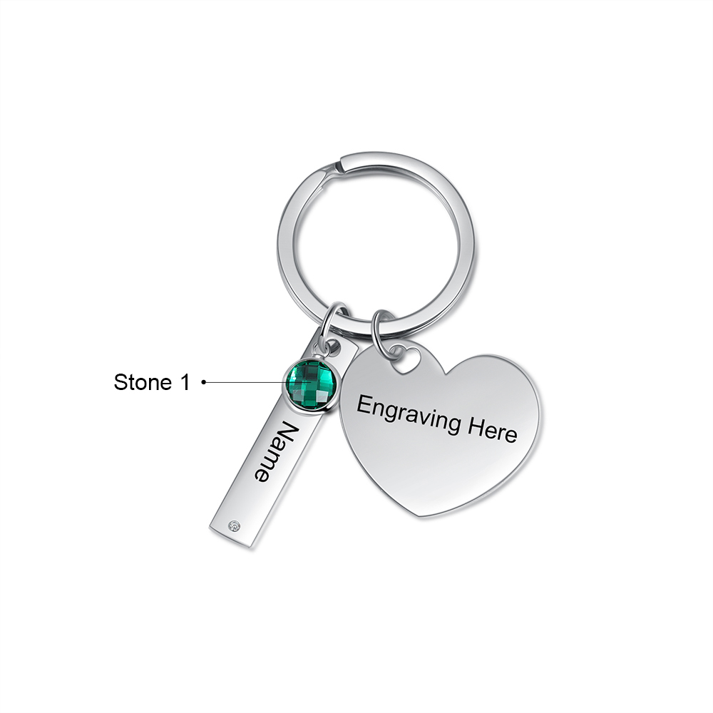 Personalised Birthstone Keychain Engraved 1 Names Keychain Gifts For Her-Jessemade AU