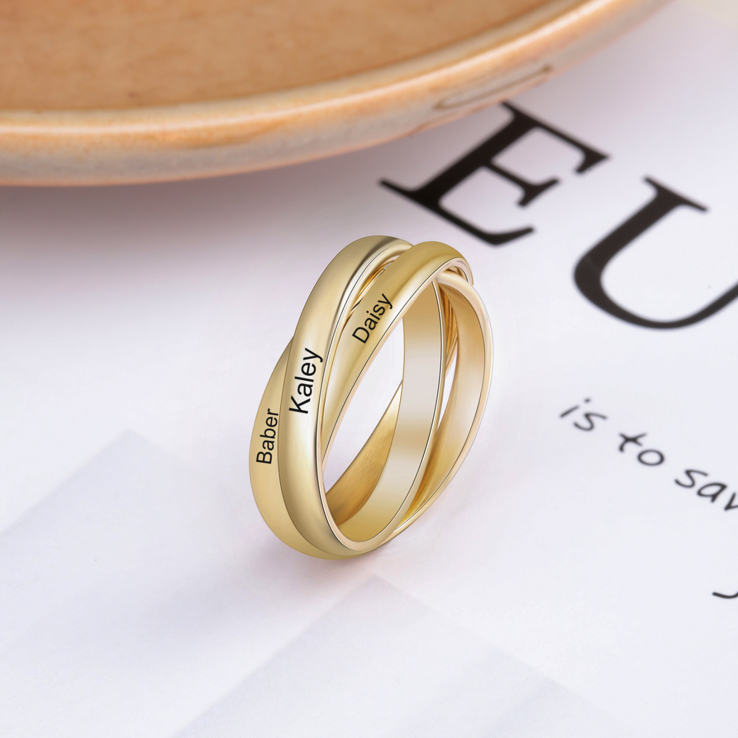 Personalised 3 Names Women's Ring-Jessemade AU