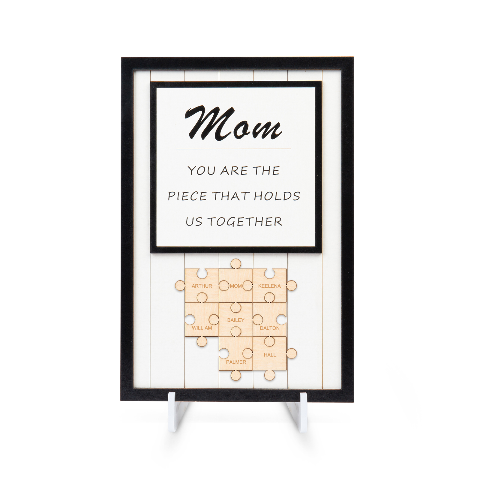 Mom Puzzle Sign Personalised 8 Names Wooden Sign Family Gifts-Mom You Are the Piece that Holds Us Together-Jessemade AU