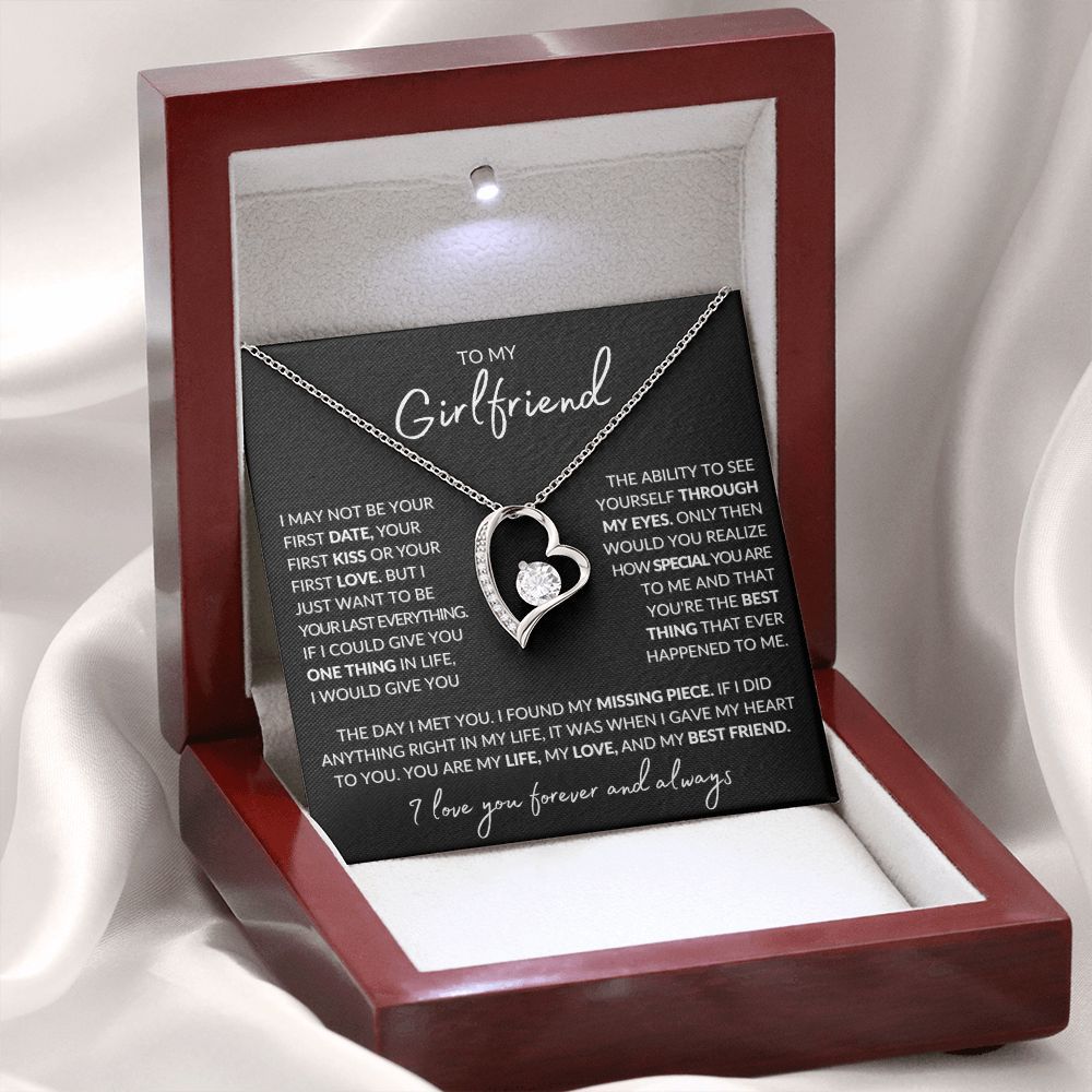 To My Girlfriend Necklace Heart Pendant Necklace Valentine's Day Gift for Her - I Love You Forever and Always-Jessemade AU