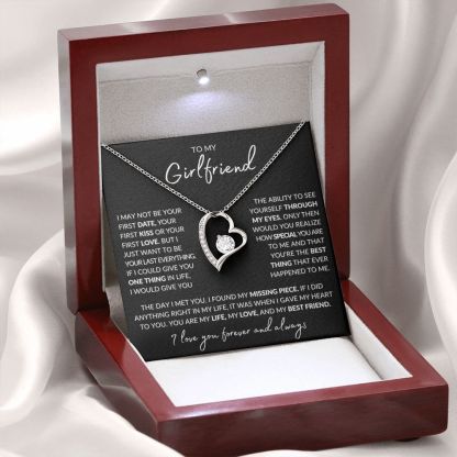 To My Girlfriend Necklace Heart Pendant Necklace Valentine's Day Gift for Her - I Love You Forever and Always-Jessemade AU