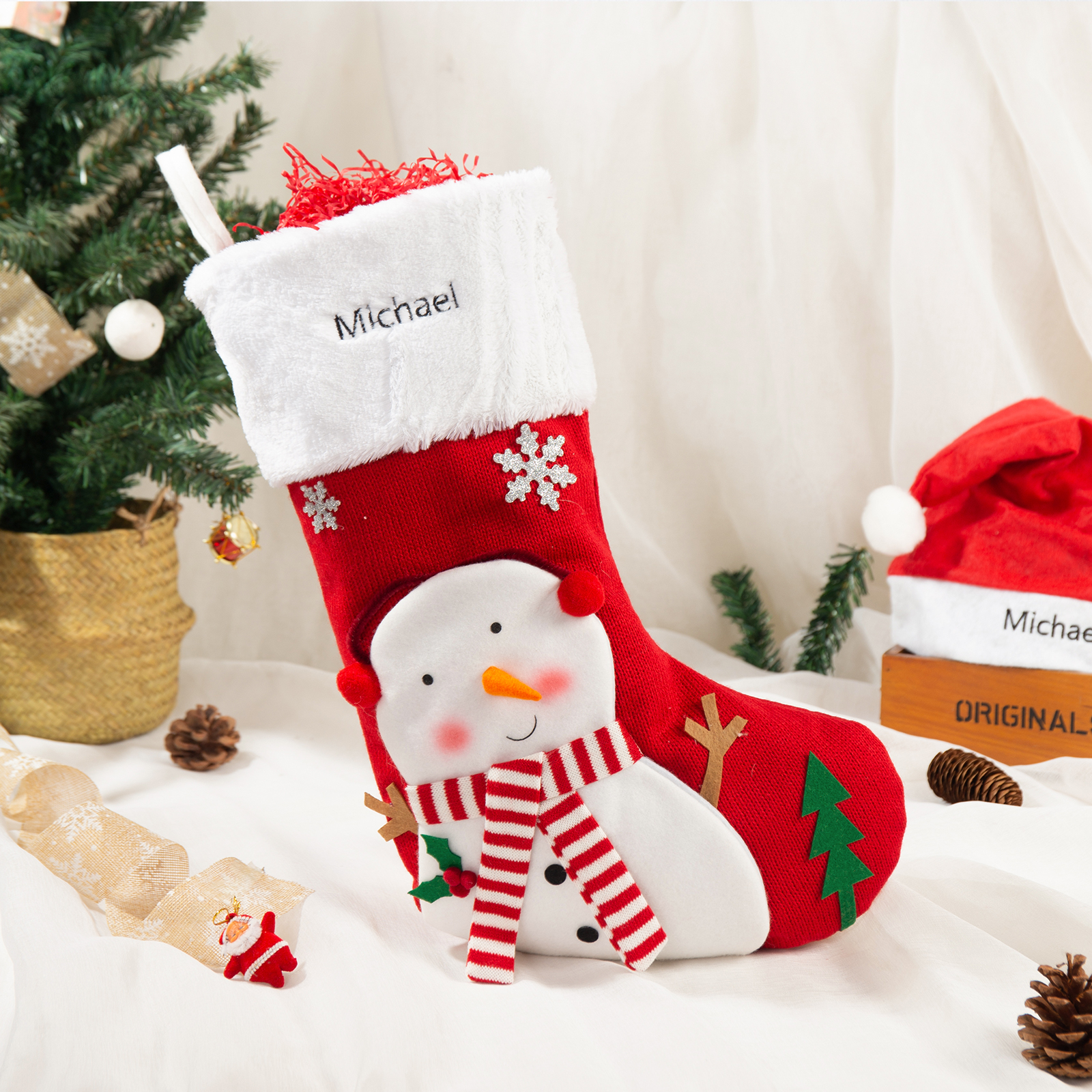 Custom Christmas Needlepoint Stockings Personalised Name Knitting Stockings Decoration-Jessemade AU