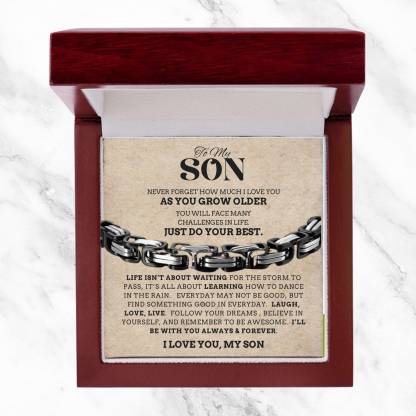 To My Son Cuban Link Bracelet Stainless Steel Bracelet Warm Gift for Son - I'll Be With You Always & Forever-Jessemade AU