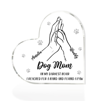 Personalised Acrylic Heart Keepsake Custom 2 Names & Text Dog/Cat Paw Ornaments Gifts for Mother/Father/Pet Lovers-Jessemade AU