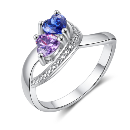 Family Ring Promise Ring Personalised 2 Birthstones Ring With Names Gifts for Her-Jessemade AU