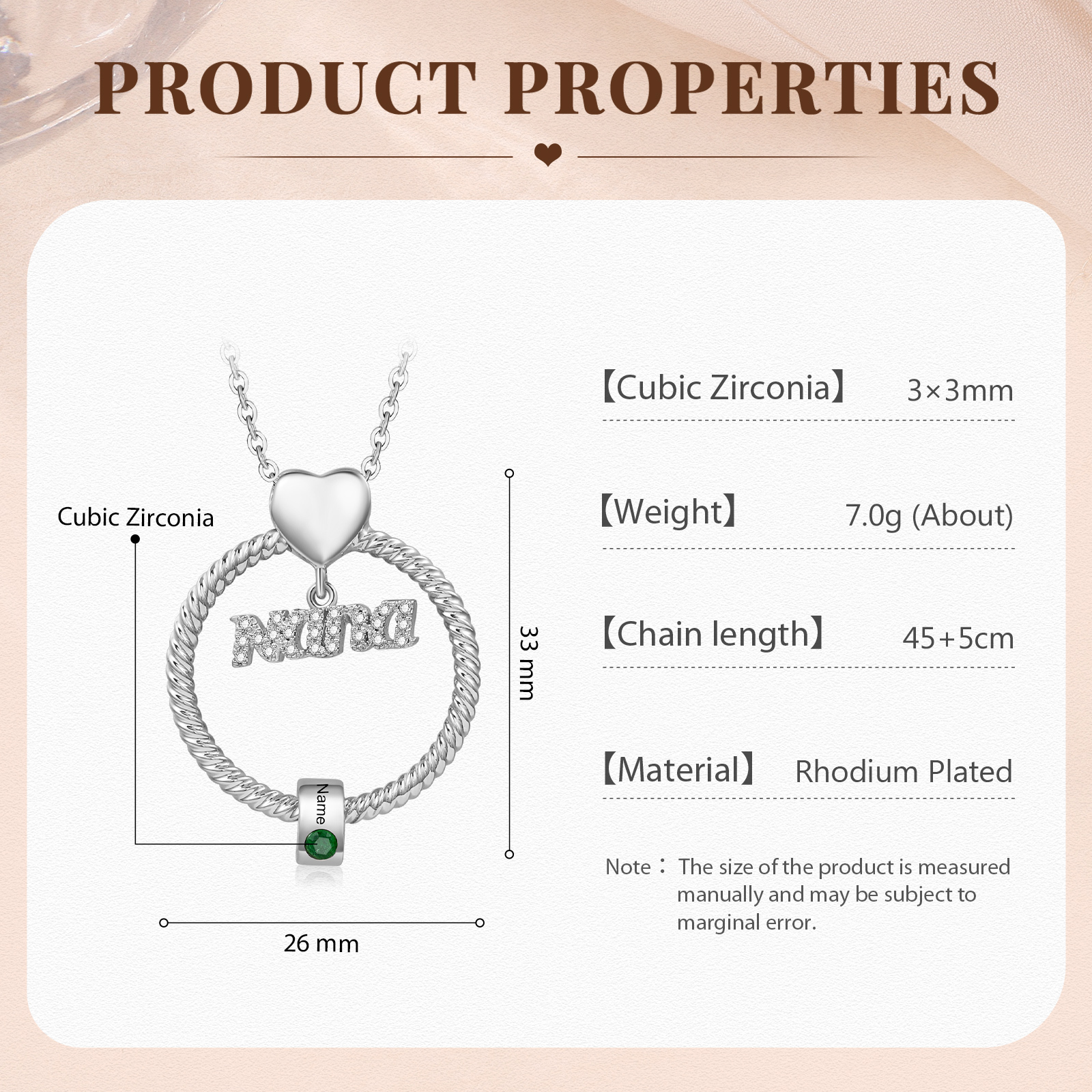 1 Name - Personalised Nana Necklace Custom Names & Birthstones Circle Pendant Necklace Gift for Grandma Nana-Jessemade AU