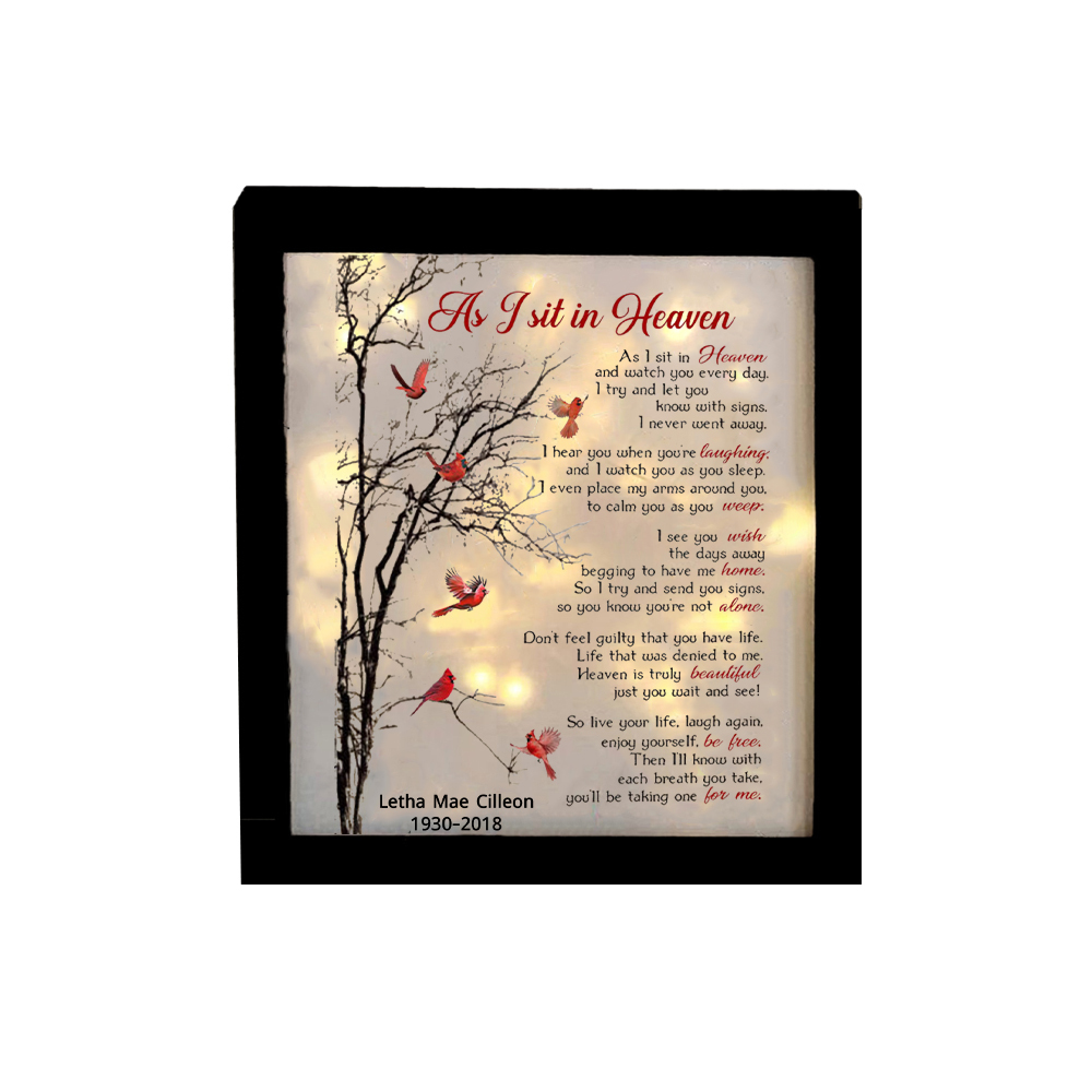 As I Sit In Heaven Cardinals Frame Personalised Lighted Shadow Box Memorial Gifts-Jessemade AU