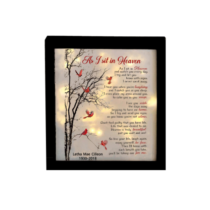 As I Sit In Heaven Cardinals Frame Personalised Lighted Shadow Box Memorial Gifts-Jessemade AU