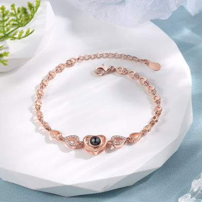 Heart Chain Projection Bracelet Personalised Photo Bracelet Creative Gift for Her-Jessemade AU