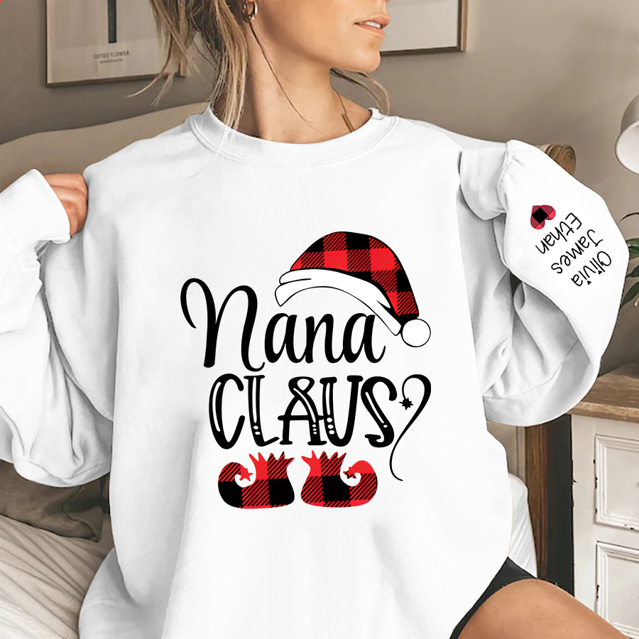 4 Names - Personalised Christmas Sweatshirt Custom Name & Text Sweatshirt Nana Claus Sweatshirt Gift for Family -Jessemade AU