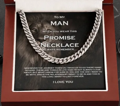 To My Man-Cuban Link Chain Necklace Promise Necklace Gift Set "You are The One I Want to be With"-Jessemade AU