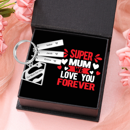 Custom Supermun Sign Keychain Engrave 3 Names For Mum-Jessemade AU