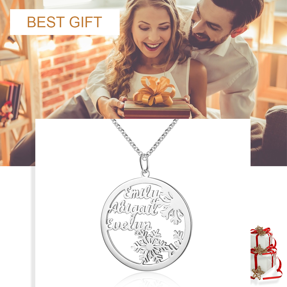 Personalised Name Necklace Christmas Snowflake Jewelry Gift For Her-Jessemade AU