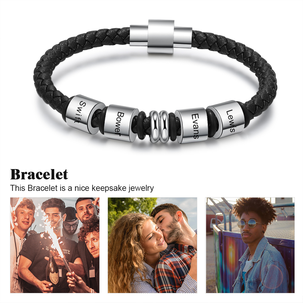 Personalised 4 Beads Men's Bracelet For Him-Jessemade AU