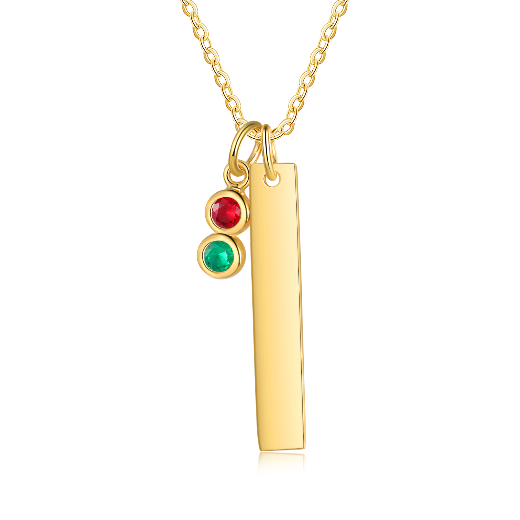 Personalised Bar Pendant Necklace Custom 2 Birthstones & 1 Text Necklace Birthday Gift for Her-Jessemade AU