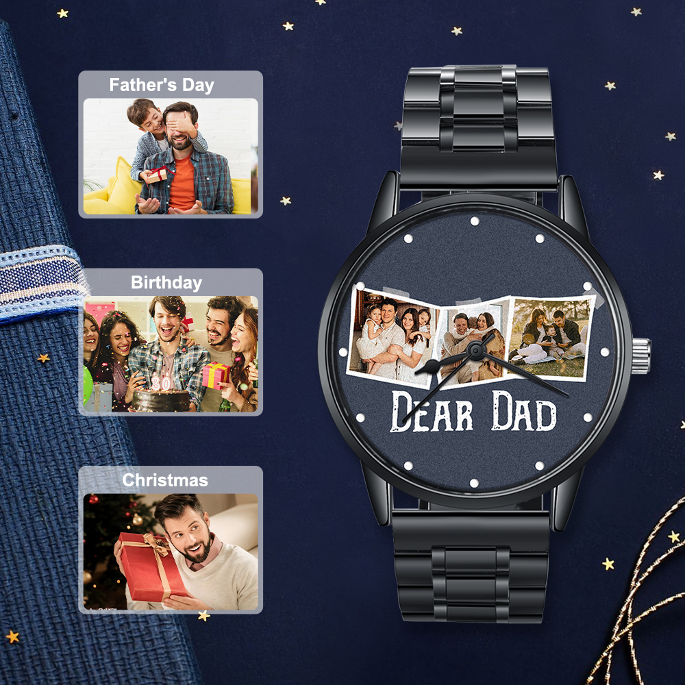 Personalised Photo Watch Custom 3 Photos Mechanical Watch Gifts for Him-Jessemade AU