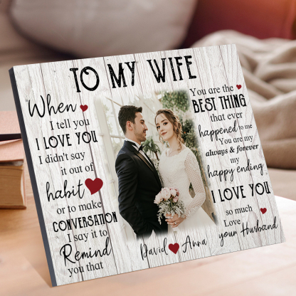 To My Wife Wooden Plaque Custom Photo & Text Art Decorations Picture Board Desktop Ornaments Gifts for Her-Jessemade AU