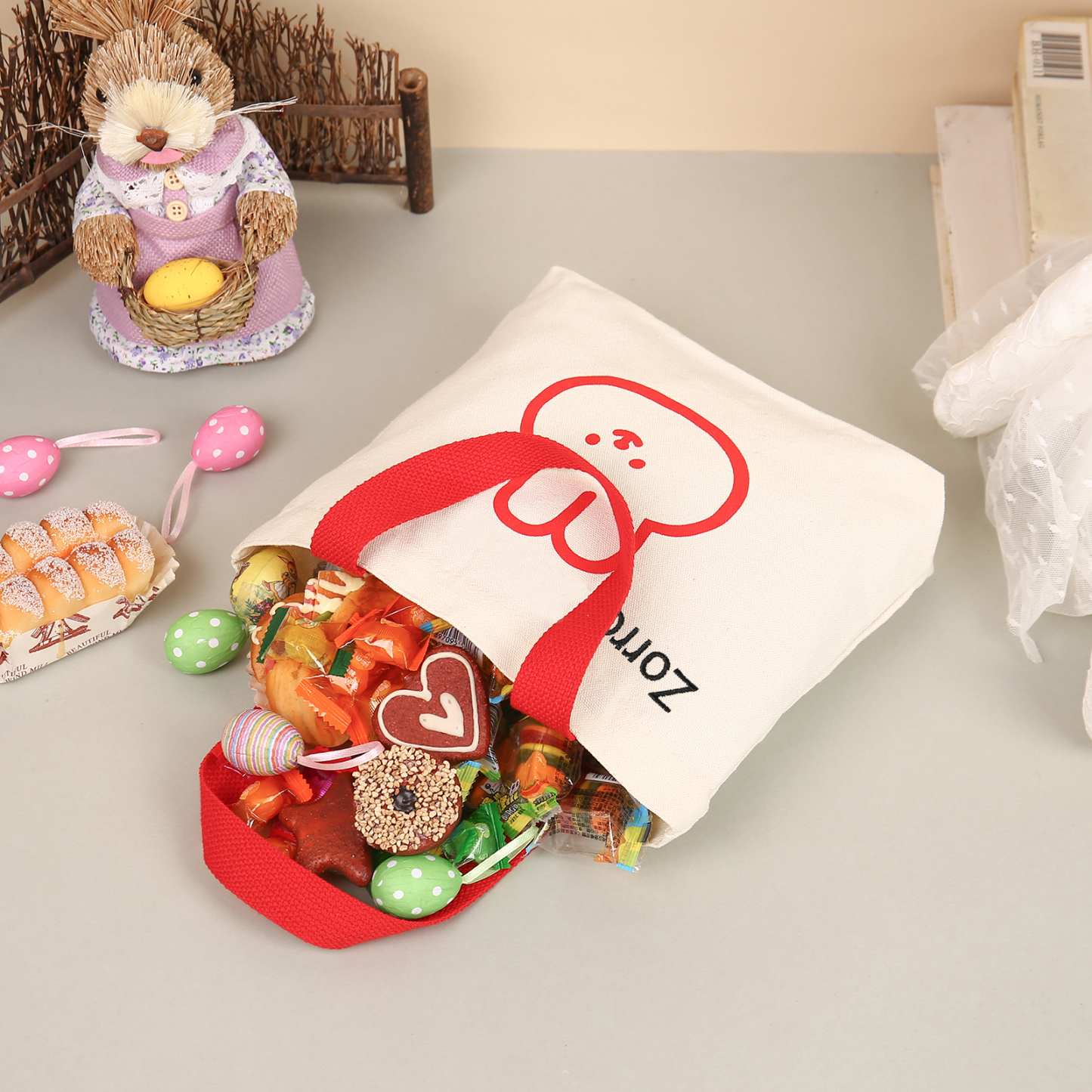 Personalised Bunny Tote Bag Customised with Name Bunny Handbag Easter Gifts-Jessemade AU