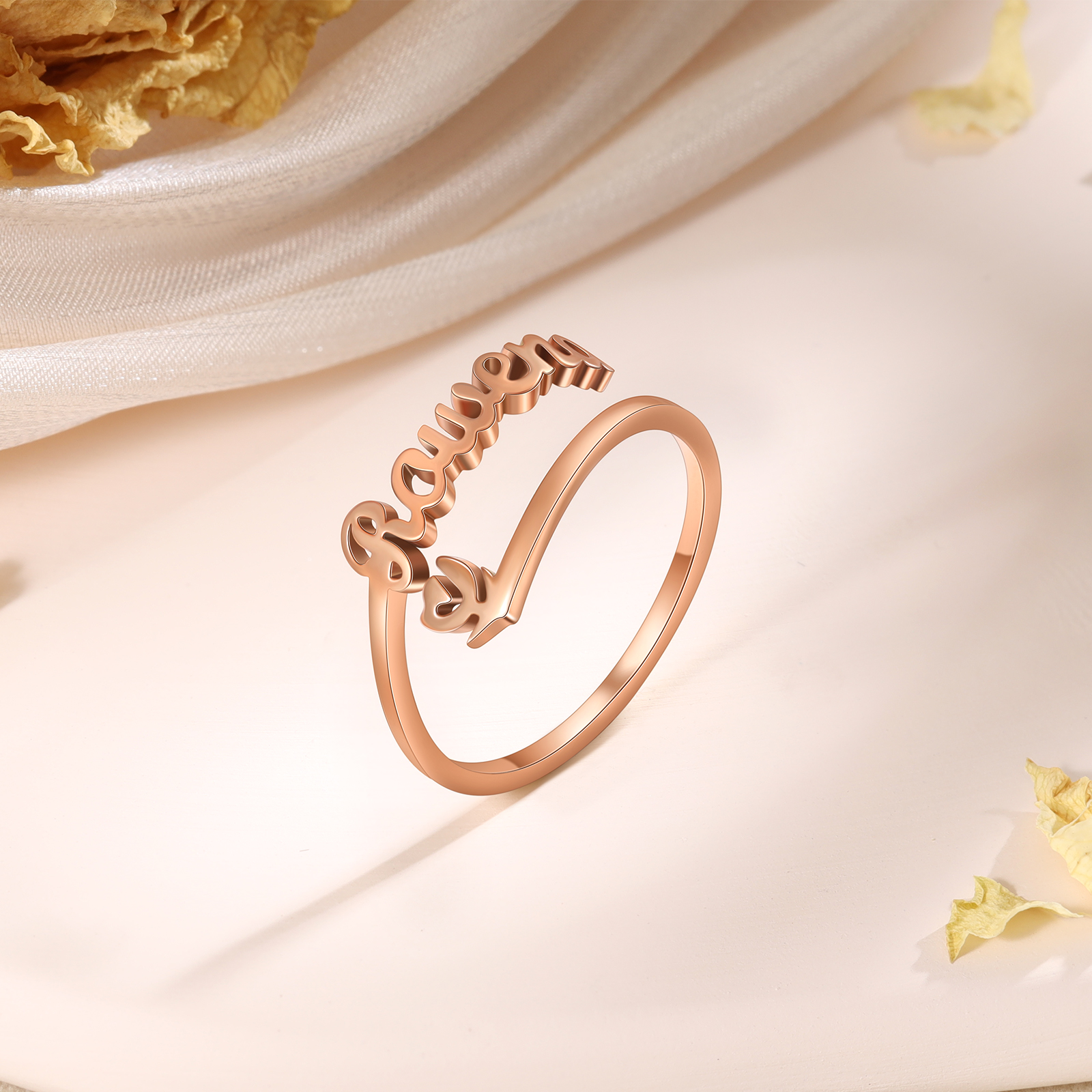 Personalised Name Ring with Heart Custom One Name Classic Rings for Her-Jessemade AU