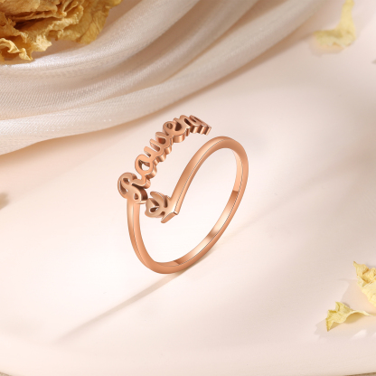 Personalised Name Ring with Heart Custom One Name Classic Rings for Her-Jessemade AU
