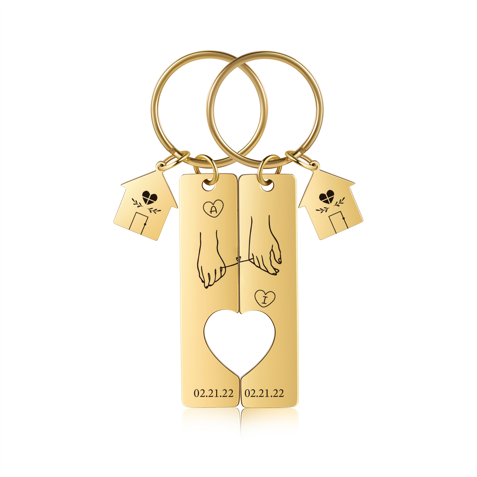 Personalised Couple Keychain Custom 2 Letters & Dates Metal Keyring Matching Keychains Valentine's Day Gifts-Jessemade AU