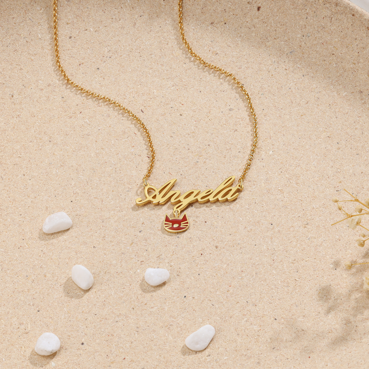 Personalised Cat Necklace Custom 1 Name Necklace Gift For Women-Jessemade AU