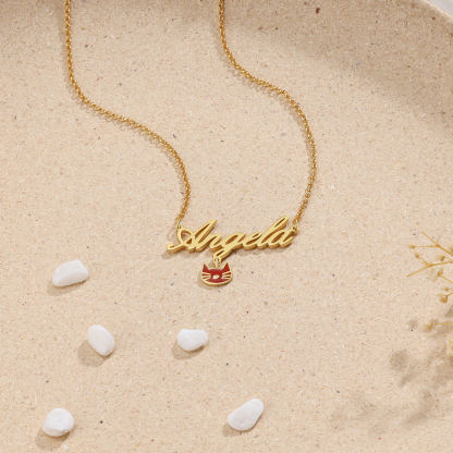 Personalised Cat Necklace Custom 1 Name Necklace Gift For Women-Jessemade AU
