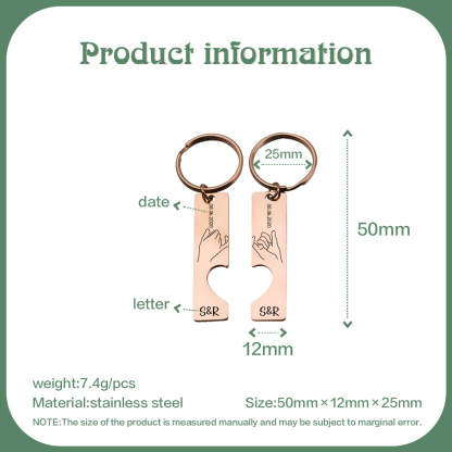 Personalised Couple Pinky Promise Keychain Set Customised Letters & Date Matching Keyring Valentine's Day Gifts For Couples-Jessemade AU