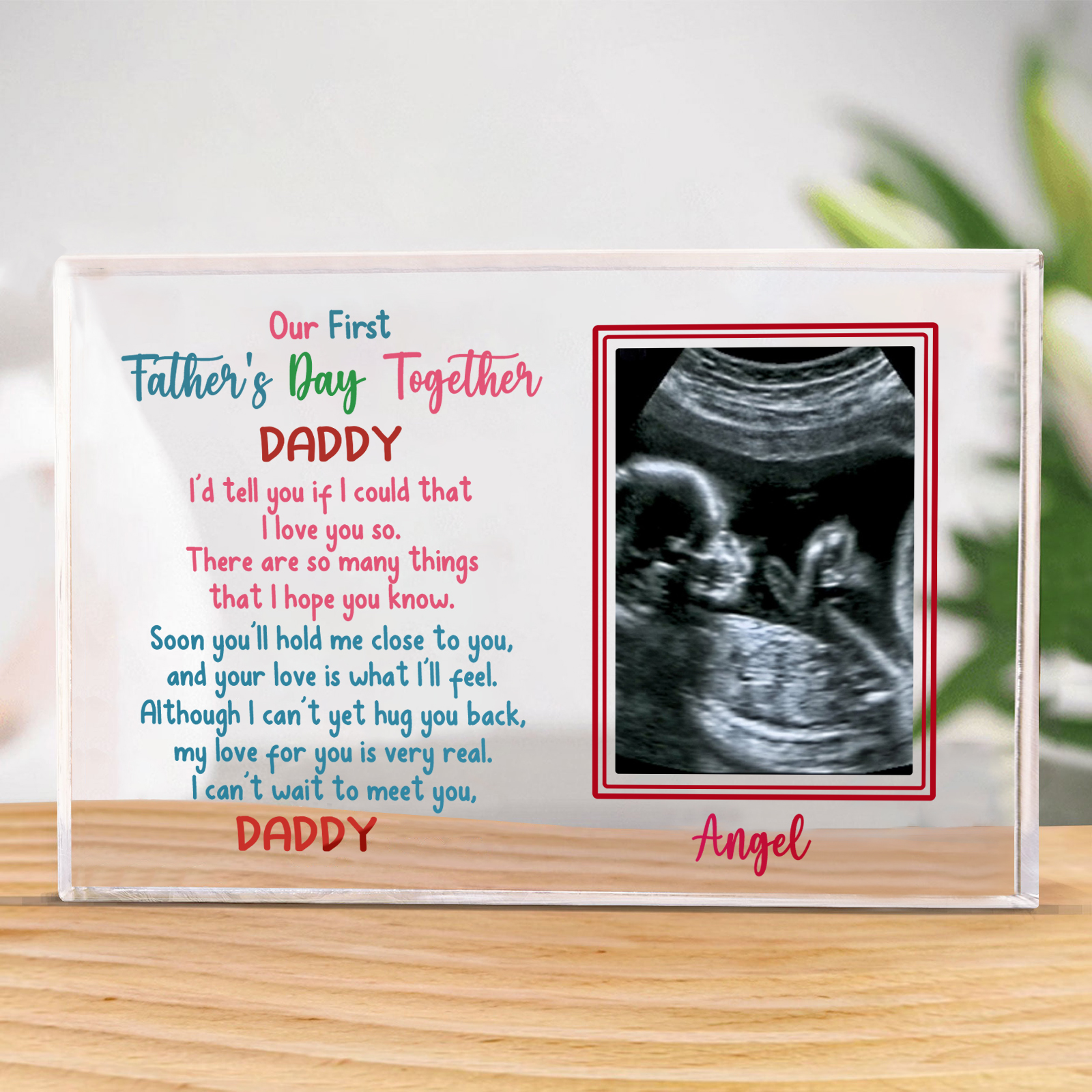 Personalised Photo & Name Acrylic Rectangle Keepsake New Baby Acrylic Plaque Gifts for New Daddy - Our First Father's Day Together-Jessemade AU