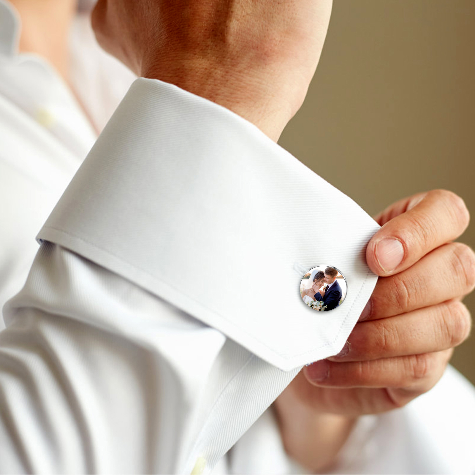 Personalised Men's Cufflinks Custom 2 Photos Circle Metal Cufflinks Wedding Gift for Him-Jessemade AU
