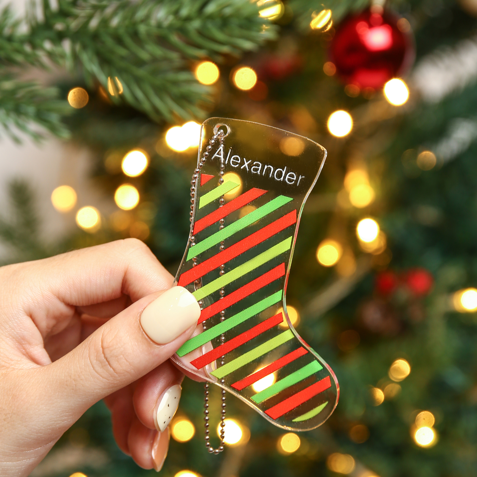 Personalised Acrylic Christmas Sock Ornaments Customised 1 Name Xmas Pendant Gifts for Boys Girls-Jessemade AU