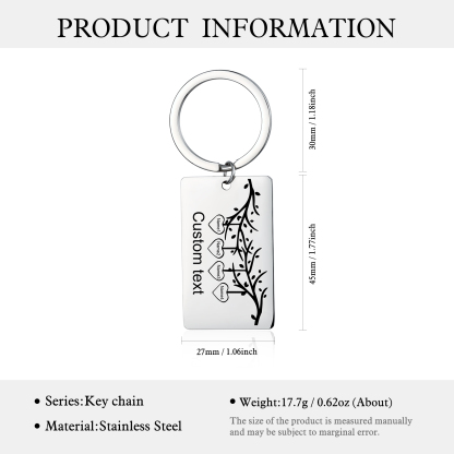 Custom Family Tree Keychain with 4 Names Personalised Dog Tag keyring-Jessemade AU
