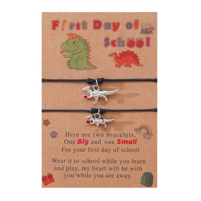 2 Pcs Dinosaur Bracelet Set First Day of School Gift with Cartoon Gift Cards for Mom Kids-Jessemade AU