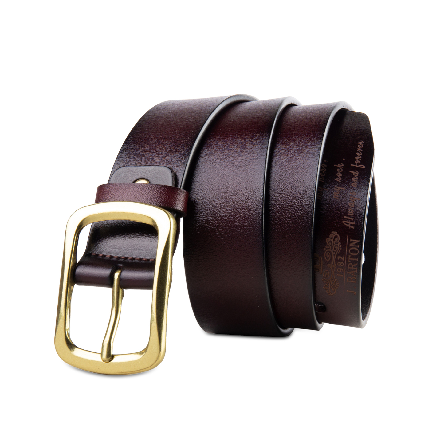 Personalised Genuine Leather Belt Engraved Names Men's Belt for Him-Jessemade AU