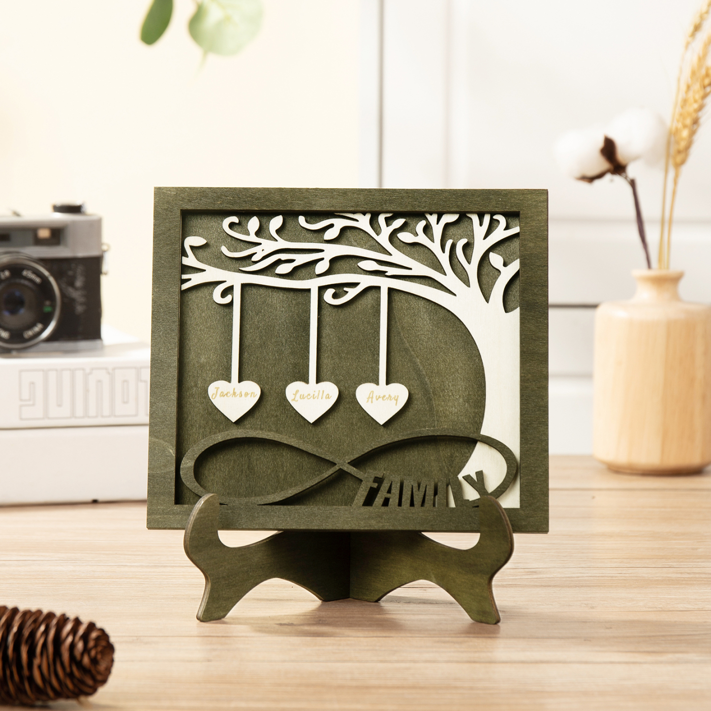 Custom Family Tree Sign with 3 Names Wooden Keepsake Gifts-Jessemade AU