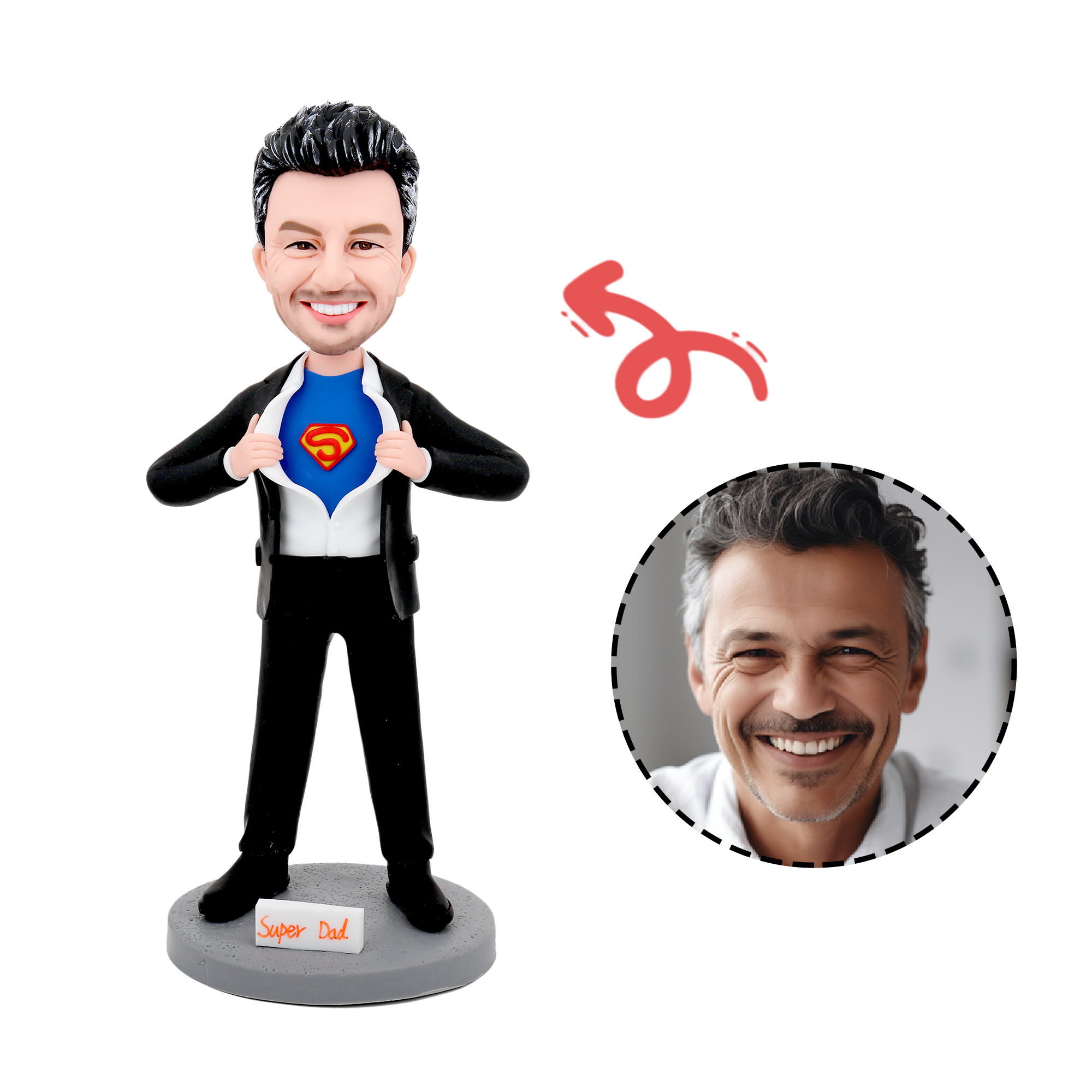 Bobblehead Doll Handmade Funny Gift for Super Dad-Jessemade AU