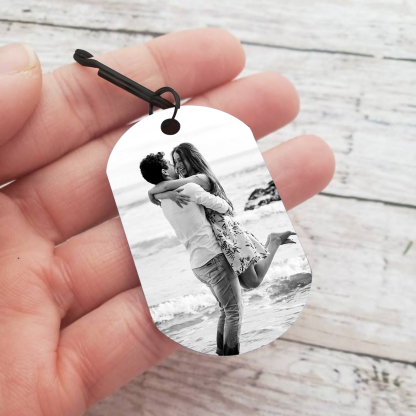 To My Love/Man Couple Keychain Custom Photo Stainless Steel Keyring Valentine's Day Gift for Couples-Jessemade AU