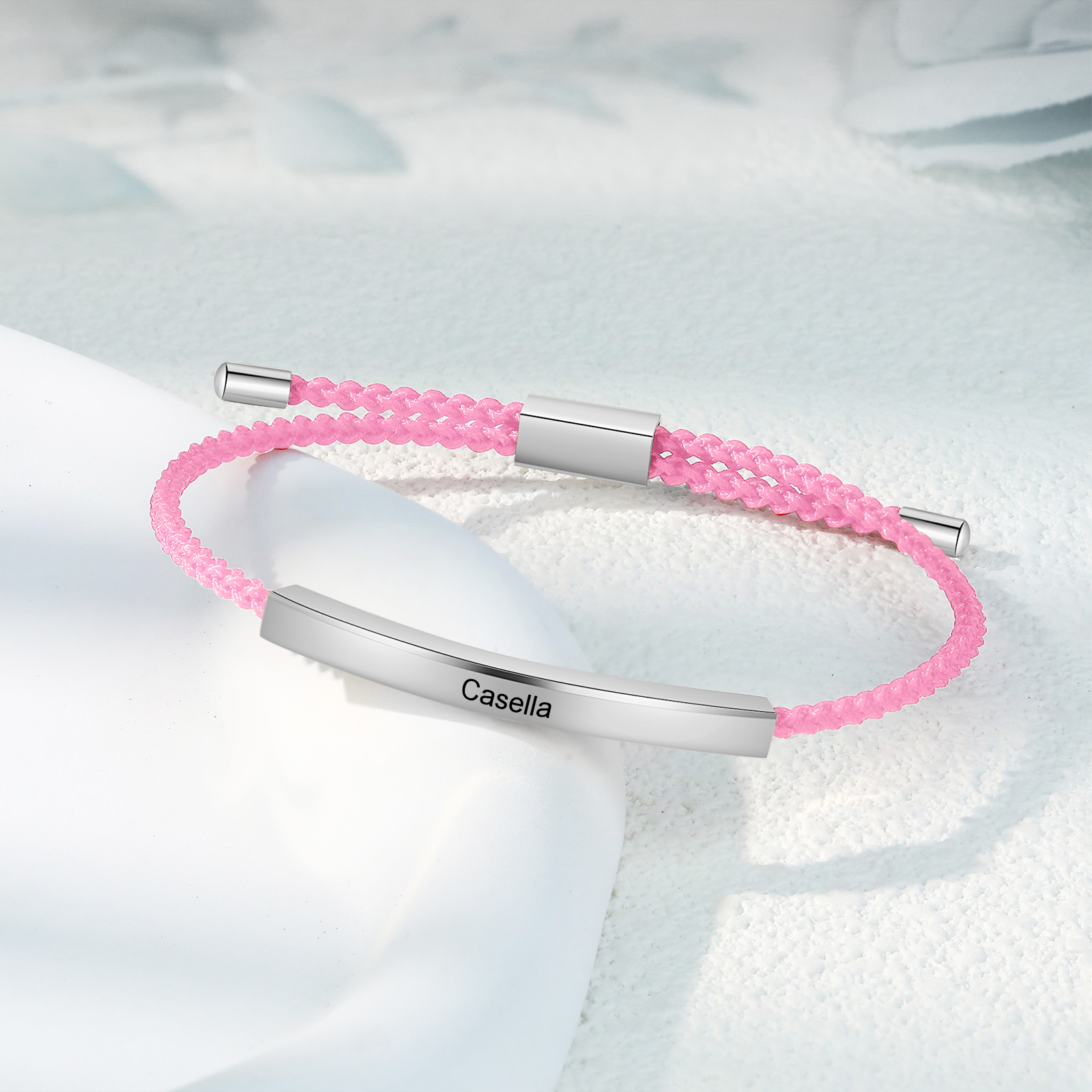 Personalised Braided Rope Bracelet Custom Name & Text Bar Bracelet for Her/Him-Jessemade AU