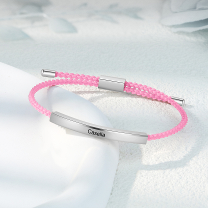 Personalised Braided Rope Bracelet Custom Name & Text Bar Bracelet for Her/Him-Jessemade AU